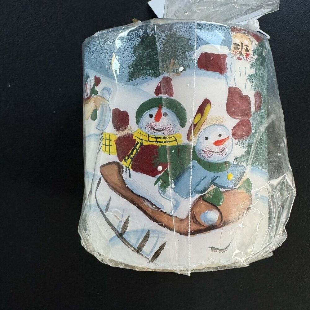Cherished home collection hand painted Christmas Holiday winter candle vintage